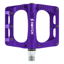 PEDALE VTT PLATEFORME DESCENTE / BMX SWITCH XL FREERIDE ALU CNC VIOLETTE FILETAGE 9/16 AVEC PICOTS (PAIRE) 110x100mm