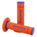 REVETEMENT POIGNEE DOMINO MOTO OFF ROAD A190 ORANGE/BLEU CLOSED END 120-123mm (PAIRE)