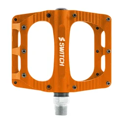 PEDALE VTT PLATEFORME DESCENTE / BMX SWITCH XL FREERIDE ALU CNC ORANGE FILETAGE 9/16 AVEC PICOTS (PAIRE) 110x100mm