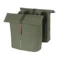 SACOCHE ARRIERE VELO DOUBLE BASIL VEGAN VERT IMITATION CUIR 28/32L FIXATION PORTE BAGAGE FERMETURE PLIANT ANTI-PLUIE AVEC REFLECHISSANT