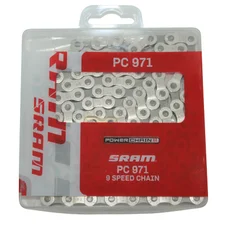 CHAIN FOR BICYCLE -  9 SPEED.SRAM PC-971 FOR ROAD BIKE/MTB SILVER 114 LINKS