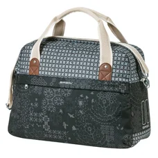 HAND BAG FOR BICYCLE - BASIL BOHEME 18L BLACK/CREM - QUICK HOOK-ON - ON CARRIER FRONT/REAR (44x17x31cm)