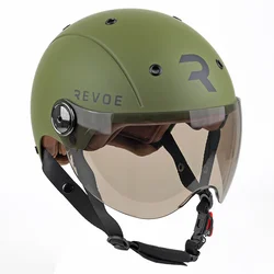CASQUE VELO ADULTE REVOE PREMIUM URBAIN/CITY KAKI MAT TAILLE 59-60 VISIERE REGLABLE, PROTECTION OREILLE AMOVIBLE (VENDU EN BOITE) COMPATIBLE EBIKE ET TROTTINETTE - HOMOLOGATION EN1078+A1