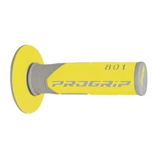REVETEMENT POIGNEE PROGRIP MOTO OFF ROAD 801 DOUBLE DENSITE BASE GRIS/JAUNE CLOSED END 115mm (CROSS/MX) (PAIRE)