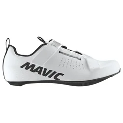 CHAUSSURE ROUTE MAVIC AKSIUM STRAP BLANC 46 SERRAGE VELCRO FIXATION 3 POINTS COMPATIBLE LOOK/SHIMANO (PAIRE)