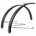 GARDE BOUE CITY/VTC TRINGLES 28'' EUROFENDER TEMPO SQUARE 58mm NOIR MAT (PAIRE) AVEC FIXATION DOUBLES TRINGLES AMOVIBLES NOIRES