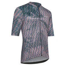 MAILLOT GIST HOMME HYPER MANCHES COURTES ZIP TOTAL BLEU/VIOLET A RAYURES S -5347