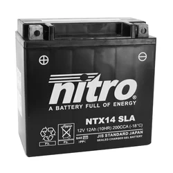 BATTERIE 12V 12 Ah NTX14 NITRO SLA SANS ENTRETIEN PRETE A L'EMPLOI  (Lg150xL87xH145mm) (EQUIVALENT YTX14-BS / AGM / GEL)