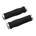 HAND GRIPS FOR URBAN BIKE- IMPORT ANATOMIC FOAM - BLACK - DOUBLE LOCK SILVER L130mm (PAIR)