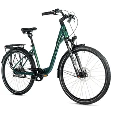 VELO MUSCULAIRE CITY BIKE 28 LEADER FOX ESCALANTE 2025 MIXTE VERT BRILANT 8V (18'' - H45,7cm - TAILLE M - POUR ADULTE DE 170cm à 178cm)