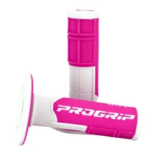 GRIP- PROGRIP OFF ROAD 801 DUAL DENSITY - FLUO DESIGN WHITE/FUCHSIA 115mm (PAIR) (CROSS/MX)