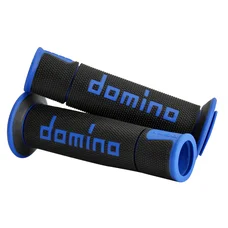 REVETEMENT POIGNEE DOMINO MOTO ON ROAD A450 NOIR/BLEU OPEN END 120-125mm (PAIRE)