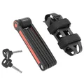 ANTIVOL VELO PLIABLE/PLIANT A CLE NEWTON DIAM 5 mm L 0.85 M NOIR/ROUGE TYPE COUTEAU (INCLUS SUUPPORT FIXATION, 2 CLES)  -NIVEAU SECURITE 6-