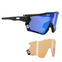LUNETTES VELO ADULTE NEWTON NAGAS MONTURE NOIR (2 VERRES INTERCHANGEABLES SOLAIRE BLEU ET ECLAIRANT ORANGE) LIVRE DANS BOITE SOUPLE - POSSIBLE COMMANDER VERRE 171352 EN TRANSPARENT