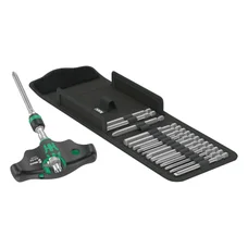 WERA 400 KOMPAKT 1/4 - T-HANDLE RATCHET SCREWDRIVER FOR 1/4 BITS - SET 17 PIECES - German tools for workshop
