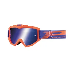 MOTOCROSS GOGGLES PROGRIP 3201 FL ATZAKI ORANGE FLUO - MIRRORED LENS ANTI-SCRATCH/ANTI U.V.  - FOR GLASSES WEARERS -APPROVED AC-10170