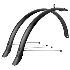 GARDE BOUE CITY/VTC TRINGLES 28'' EUROFENDER LAMPO 58mm NOIR MAT (PAIRE) AVEC FIXATION CLASSIC TRINGLES ARGENT