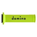 REVETEMENT POIGNEE DOMINO MOTO ON ROAD A010 JAUNE FLUO/NOIR OPEN END 120-125mm (PAIRE)