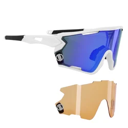LUNETTES VELO ADULTE NEWTON NAGAS MONTURE BLANC (2 VERRES INTERCHANGEABLES SOLAIRE BLEU ET ECLAIRANT ORANGE) LIVRE DANS BOITE SOUPLE - POSSIBLE COMMANDER VERRE 171352 EN TRANSPARENT