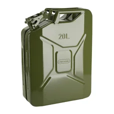 JERRYCAN/BIDON ESSENCE/CARBURANT PRESSOL METAL ARMEE TYPE US VERT 20L  (HOMOLOGUE TUV/EN)