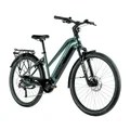 VELO ELECTRIQUE/VAE CITY 29 LEADER FOX SANDY 2024 FEMME VERT EMERAUDE BRILLANT 9V MOTEUR ROUE AR BAFANG 36V 45Nm BATTERIE 20Ah (16,5'' - H43cm - TAILLE  S - POUR ADULTE DE 158cm à 168cm)