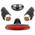 ECLAIRAGE VELO KIT CLIGNOTANT DIRECTION ROUTE NEWTON USB 80 LUMENS SUR CINTRE/RAIL DE SELLE NOIR (COMMANDE AU CINTRE A PILE)