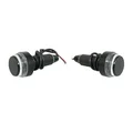 BAR ENDS - AVOC WITH LEDS - ALIMINIUM CONE -  TRANSPARENT/BLACK (6 LEDS ORANGE) (PAIRE)