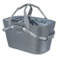 PANIER ARRIERE TOILE BASIL 2DAY 22L GRIS CLAIR AVEC ANSE FIXATION CLIP AUTOMATIQUE SUR PORTE BAGAGE SYSTEME MIK (COMPATIBLE AVEC 157030 INCLUS) - (SI PAS FOURNI SUR LE VELO, Ajouter 155681)