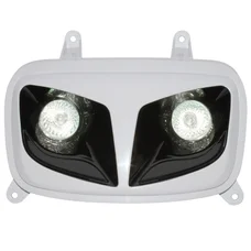 TWIN HEADLIGHTS REPLAY RR8 FOR MBK 50 BOOSTER 2004>/YAMAHA 50 BWS 2004> WHITE/BLACK - 2 HALOGEN BULBS 20W **