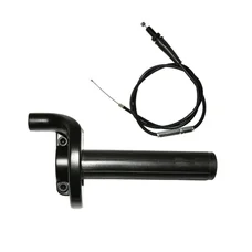 THROTTLE  HANDLE FOR MOPED REPLAY -SHORT STROKE- ALUMINIUM - BLACK (WITH TRANSMISSION CABLE + ADJUSTER SCREW M10X125)