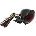 FEU ARRIERE 50 A BOITE/MOTO ROND ACIER ROUGE/NOIR A LEDS AVEC STOP + FEU DE POSITION (8 LEDS ROUGES) (HOMOLOGUE CE)  -REPLAY-