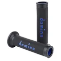 REVETEMENT POIGNEE DOMINO MOTO ON ROAD A010 NOIR/BLEU OPEN END 120-125mm (PAIRE)