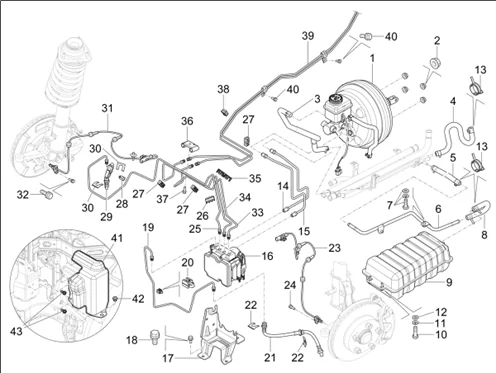 01_Tuyaux de frein avant - Maître-cylindre de frein