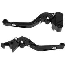 LEVIER DE FREIN/EMBRAYAGE MOTO REGLABLE/RETRACTABLE POUR KAWASAKI 900 Z900, 650 Z650 NOIR ANODISE CNC (PAIRE)  -AVOC-