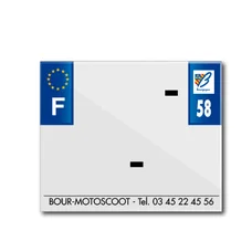 BANDE PLAQUE MOTO 170x145 POUR PVC AVEC RAISON SOCIALE DEP. 58/EURO (VENDU A L'UNITE)