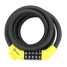 ANTITHEFT FOR BICYCLE- COMBINATION COILED CABLE AUVRAY Ø12 mm LONG 1.50 M - MATT BLACK ( WITH BRACKET)