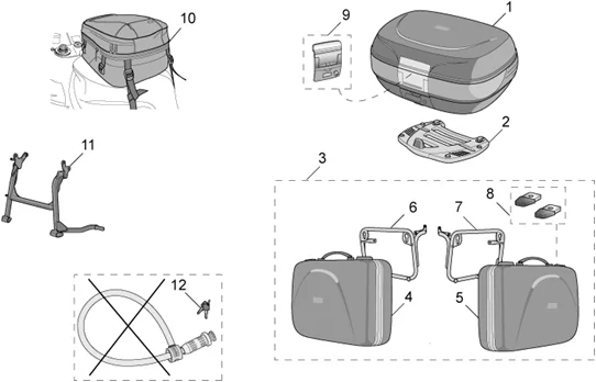 Acc  top cases,valises lat varie