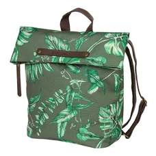 SINGLE BAG FOR BICYCLE -REAR-TURN INTO BACKPACK- BASIL EVERGREEN DAYPACK -THYME COLOUR - WITH LEATHER HANDLE- LEFT or RIGHT - 14/19Lt - HOOKS ON CARRIER - WATERPROOF FOLDING CLOSING