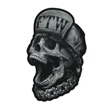AUTOCOLLANT/STICKER LETHAL THREAT MINI TETE DE MORT FTW (60x80mm)
