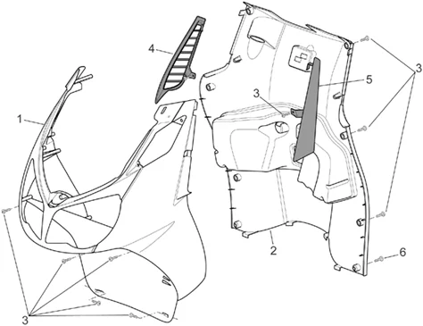 Carrosserie av. - Tablier interne