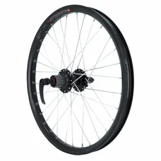 WHEEL FOR MTB 20" -REAR - KARGO DISC/V-brakes FOR E-BIKE - ALU -BLACK-DOUBLE WALLLED - VELOX HUB DISC 6 HOLES FOR CASSETTE 10/9/8 Speed. (REINFORCED)