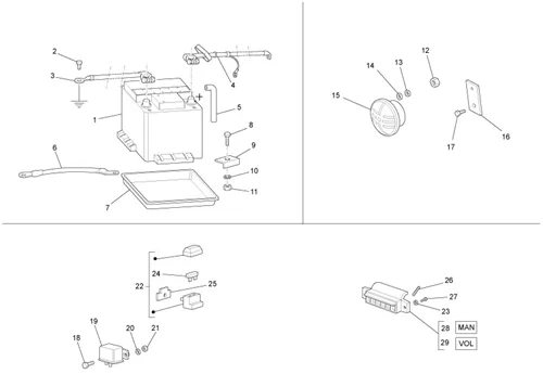Relais - batterie - avertisseur sonore