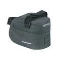 SADDLE BAG FOR BICYCLE - BASIL DISCOVERY 1 Lt - Polyester waterproof -Grey/black- WATERPROOF ON VELCRO TAPES + RAIN COVER