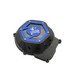 CARTER ALLUMAGE 50 A BOITE KRM PRO RIDE POUR MINARELLI 50 AM6/BETA 50 RR/RIEJU 50 MRT/SHERCO 50 SM-R, SE-R NOIR/BLEU (PARTIE ALU REVERSIBLE)