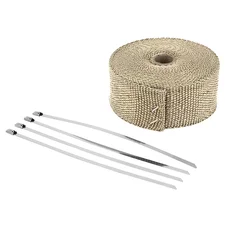BANDE THERMIQUE ISOLANTE POUR ECHAPPEMENT MOTO BEIGE LONGUEUR 10 M LARGEUR 50 mm (LIVREE AVEC 4 ATTACHES)  -P2R-