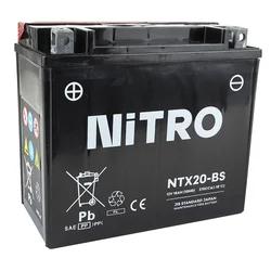 BATTERIE 12V 17 Ah NTX20A-BS NITRO MF SANS ENTRETIEN AVEC PACK ACIDE (Lg150xL87xH161mm)