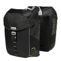 DOUBLE BAG FOR BICYCLE -REAR- BASIL MILES WATERPROOF 32L BLACK/FLUO YELLOW STRIPES (PAIR) (44x14x30cm)- COMPATIBLE MIK SYSTEM.