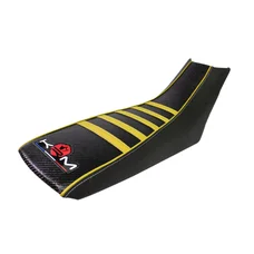 HOUSSE DE SELLE 50 A BOITE KRM PRO RIDE POUR DERBI 50 DRD X-TREME 2011>2017, DRD RACING 2005>2010, DRD EVO 2008>2010/GILERA 50 SMT 2011>2017 NOIR/JAUNE