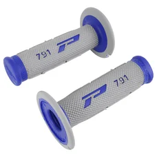 REVETEMENT POIGNEE PROGRIP MOTO OFF ROAD 791 DOUBLE DENSITE BASE BLEU/GRIS CLOSED END 115mm (CROSS/MX) (PAIRE)