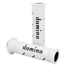 REVETEMENT POIGNEE DOMINO MOTO ON ROAD A250 BLANC/NOIR OPEN END 120-125mm (PAIRE)